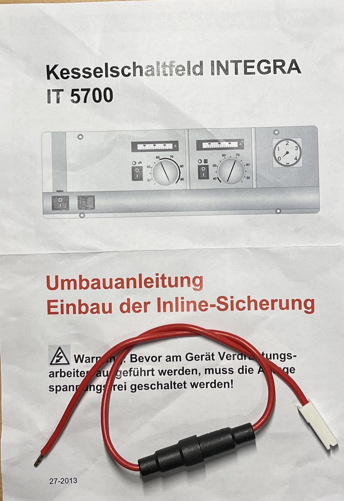 Inline-Sicherung für Kesselschaltfeld Intergra IT5700